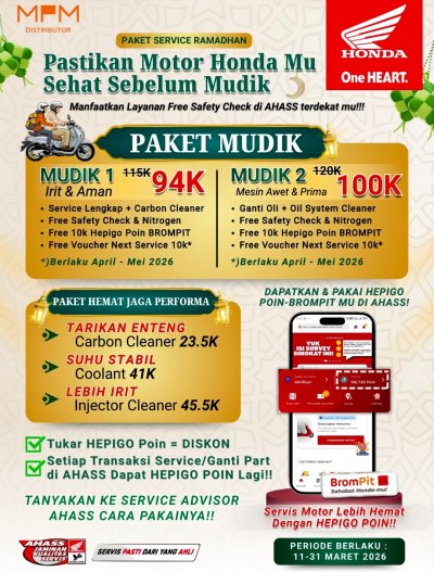 Pastikan Motor Honda Siap Mudik dengan Manfaatkan Paket Service Ramadan di AHASS