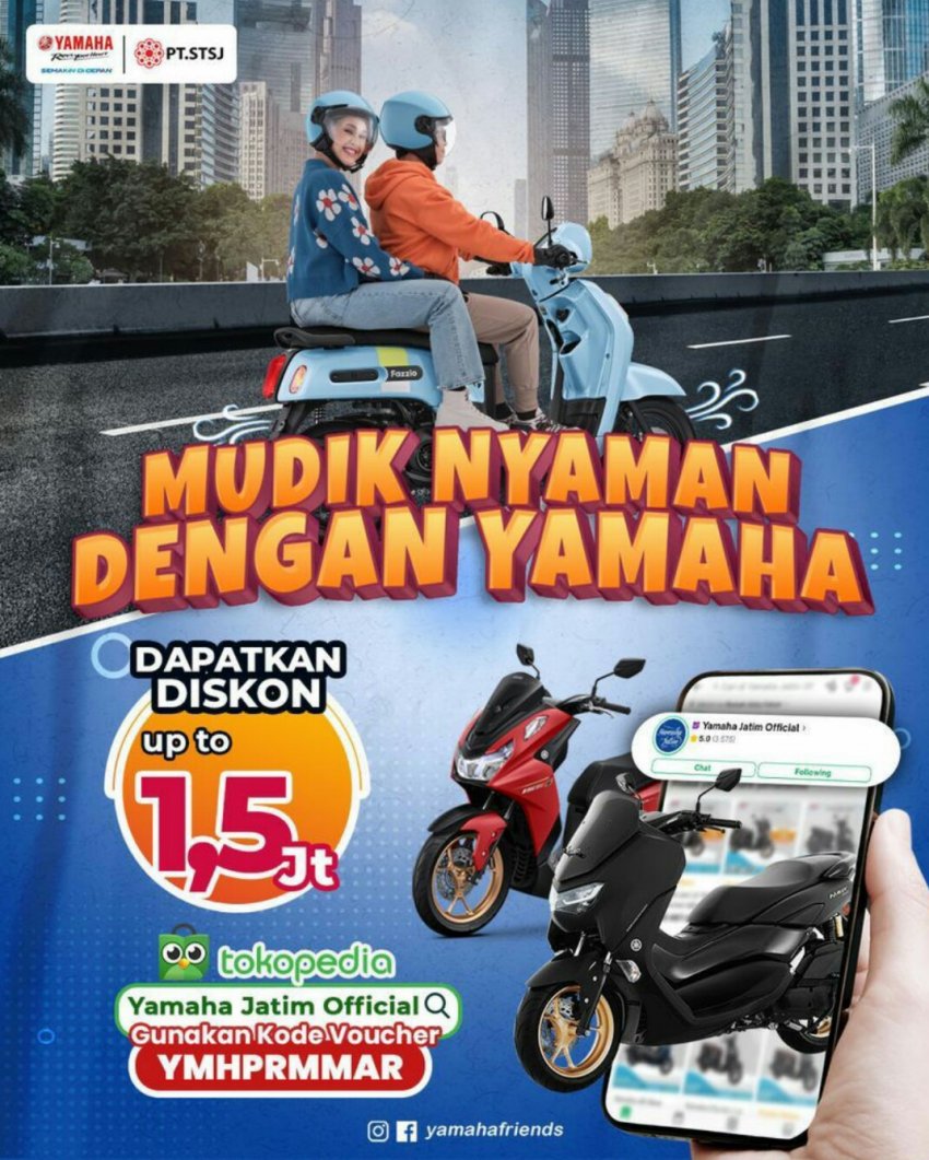 MUDIK NYAMAN PAKAI MOTOR YAMAHA, SIAPKAN DISKON HINGGA RP 1,5 JUTA