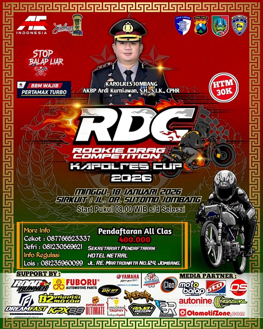 Preview - Kapolres Cup Rookie Drag Competition 2026, Jombang : FIX DIMERIAHKAN MAESTRO 4 TAK !