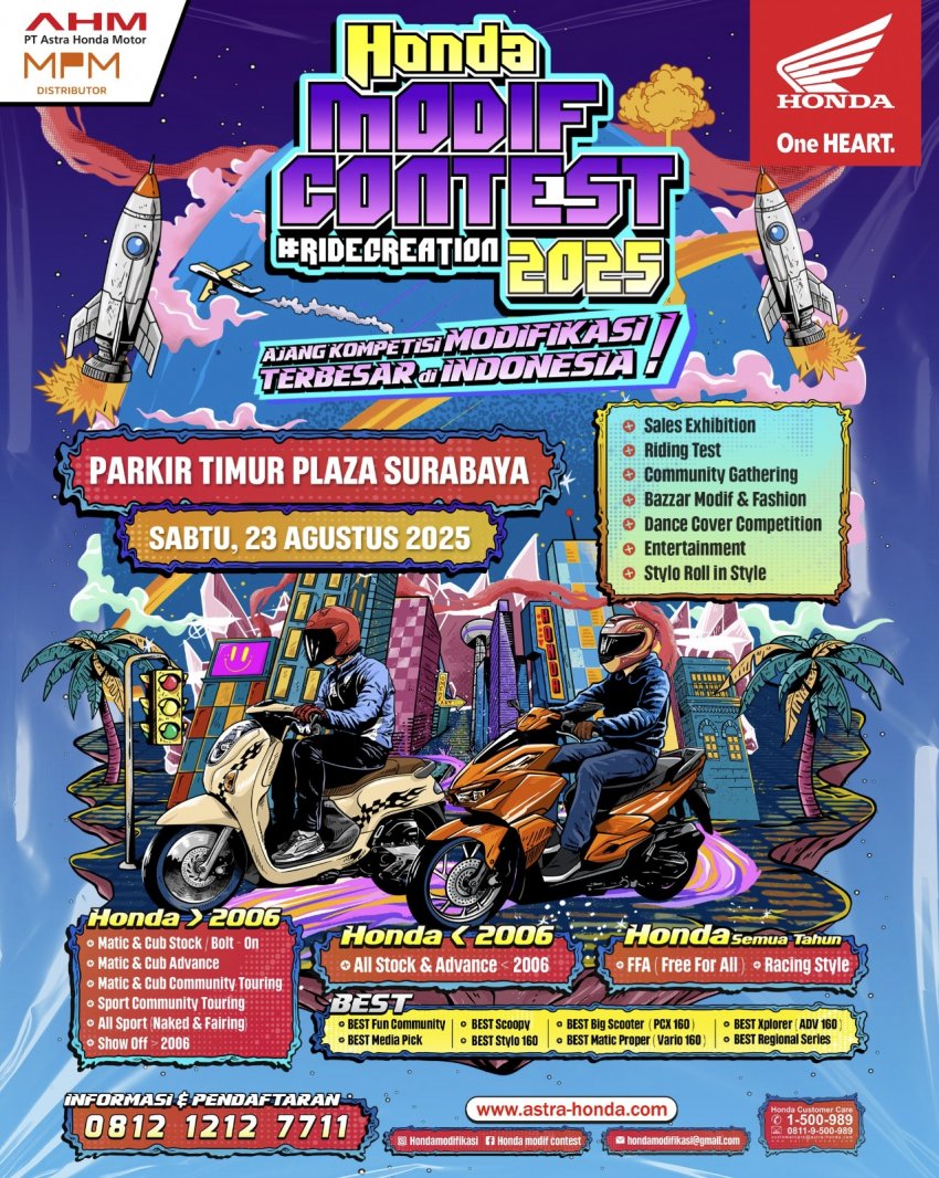 Ratusan Motor Modifikasi Siap Ramaikan Honda Modif Contest 2025 di Surabaya