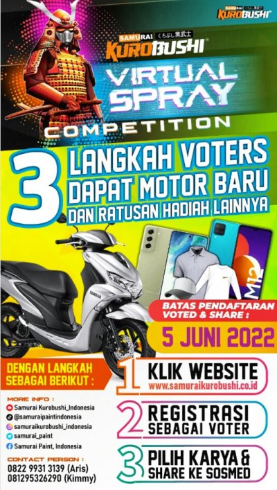 Samurai Paint Kurobushi Virtual Spray Celebration : TIGA LANGKAH MUDAH DAPATKAN HADIAH SENILAI RATUSAN JUTA