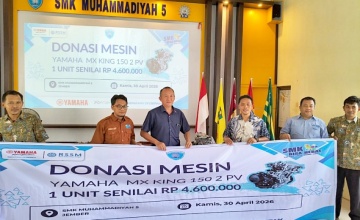 Yamaha STSJ Salurkan Donasi Mesin Sepeda Motor ke 12 SMK Binaan di Jawa Timur & NTB